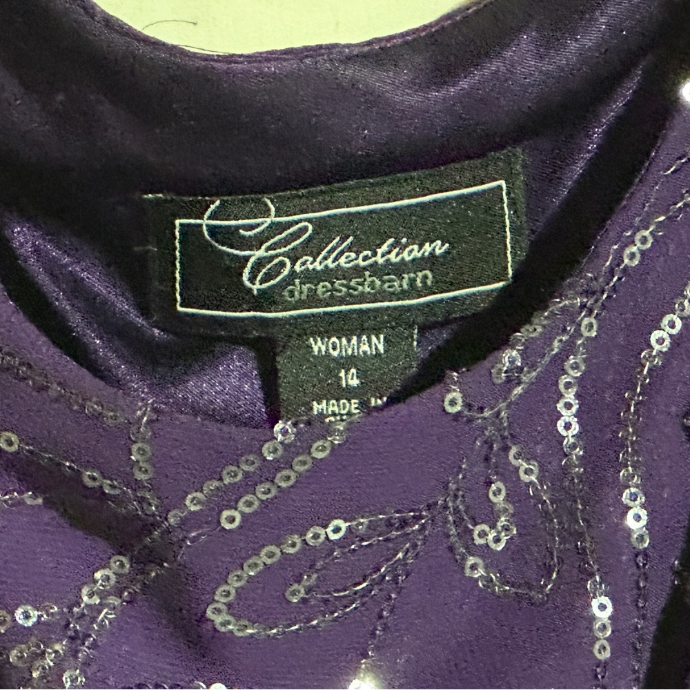 Dress Barn Purple Embellished Cold Shoulder Top with Ribbon Belt - Size 14 - Picture 3 of 4
